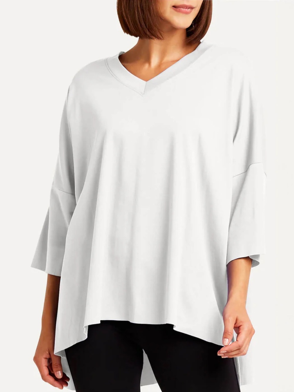 Planet by Lauren G Pima Cotton Short Sleeve V Tee